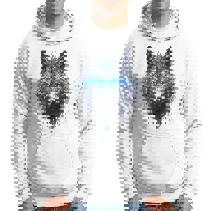 Fantasía De Lobo Ojos Azules Motivo De Animales Artísticos Lobo Sudadera