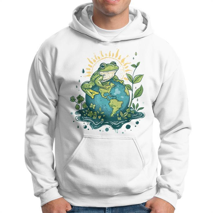 Frog Earth Day Frog Earth Day Green Themed Hoodie