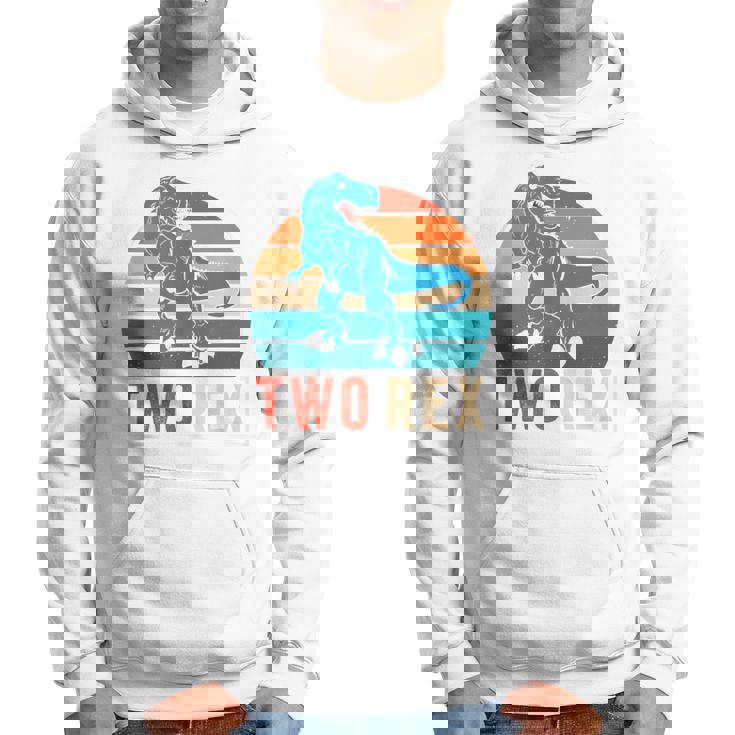 Dinausor Two Rex Retro Vintage Sunset 2 Year Old Trex Hoodie