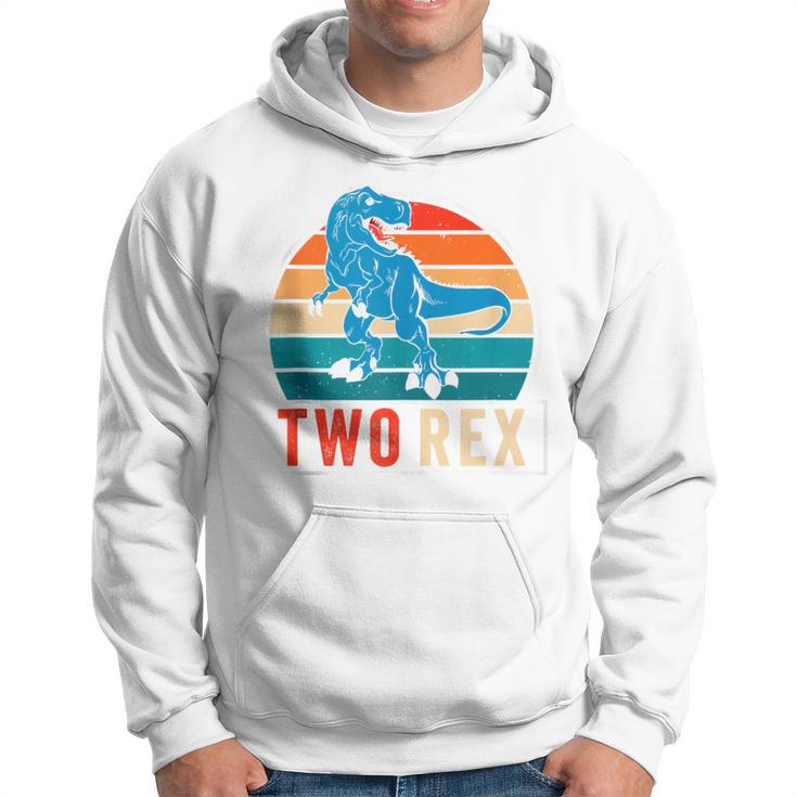 Dinausor Two Rex Retro Vintage Sunset 2 Year Old Trex Hoodie