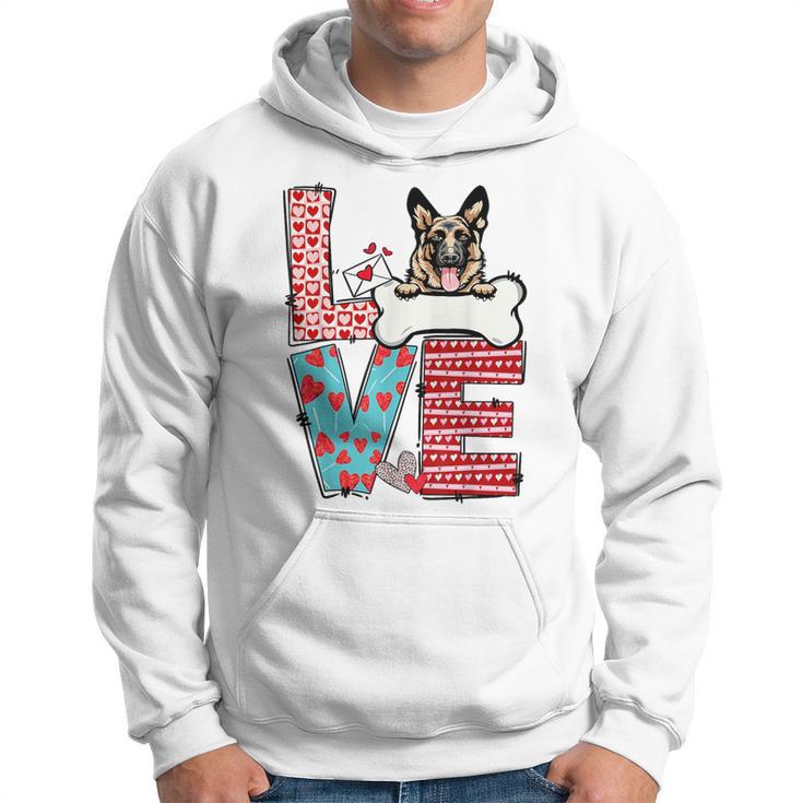 German Shepherd Valentines Day Heart Dog Lover Hoodie