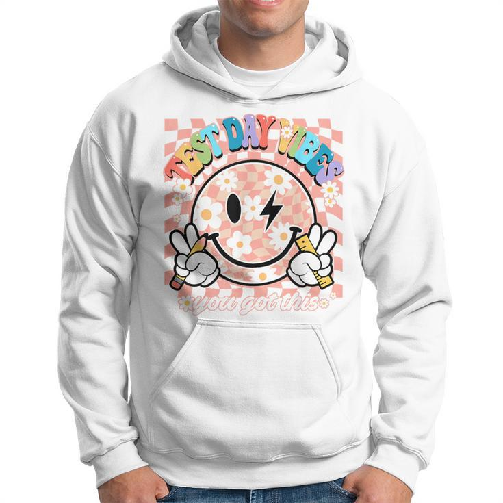 Groovy Smile Test Day Vibes This You Got Testing Day Teacher Hoodie