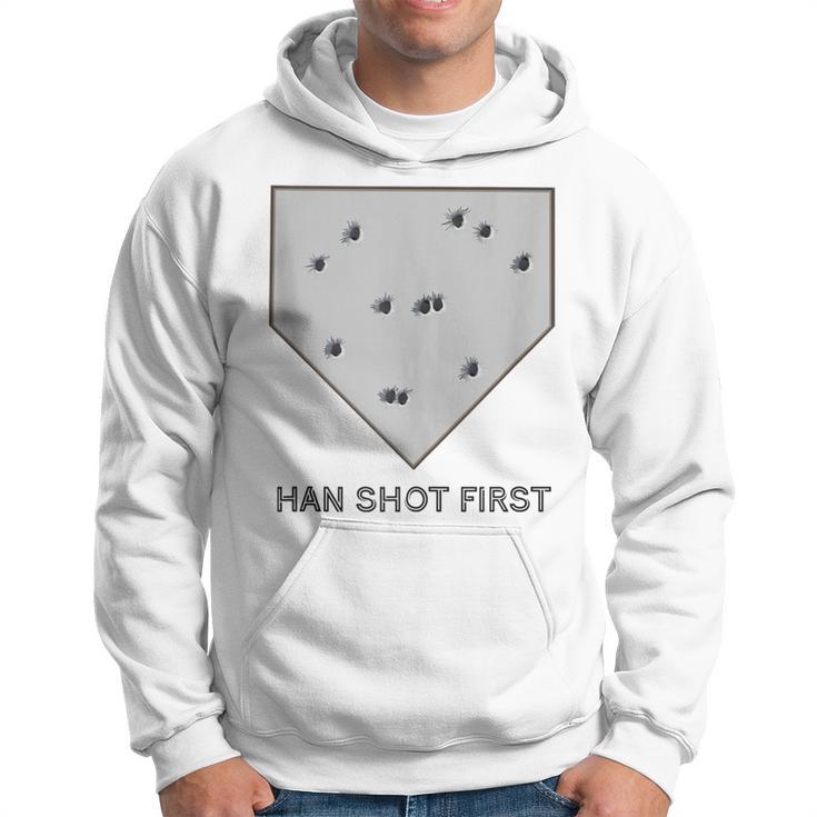 Han Shot First Baseball First Base Cool Nerd Hoodie