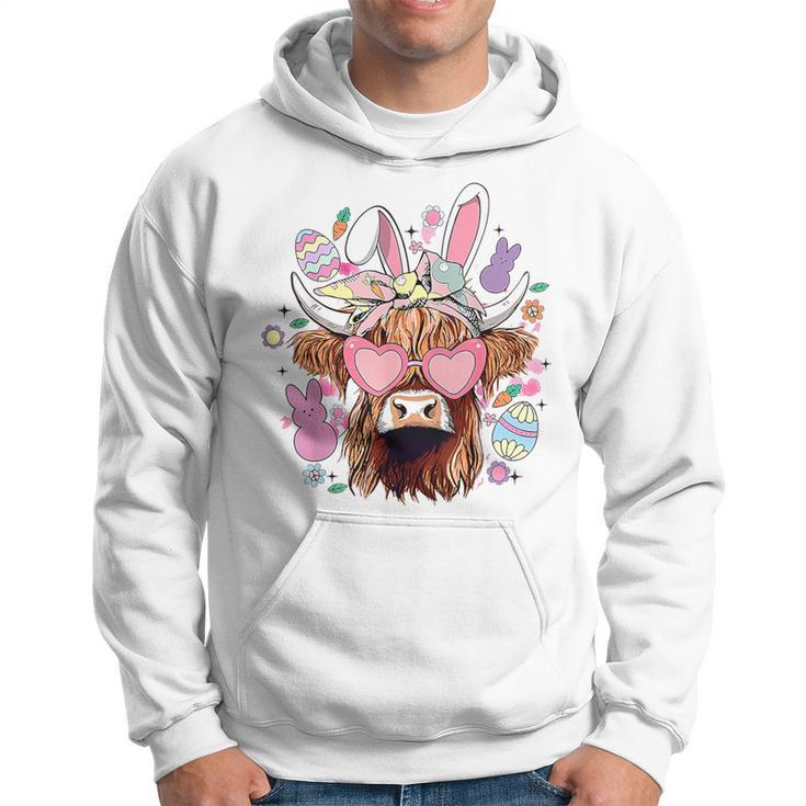 Happy Easter Highland Cow Heifer Easter Day Farmer Cowgirl Hoodie
