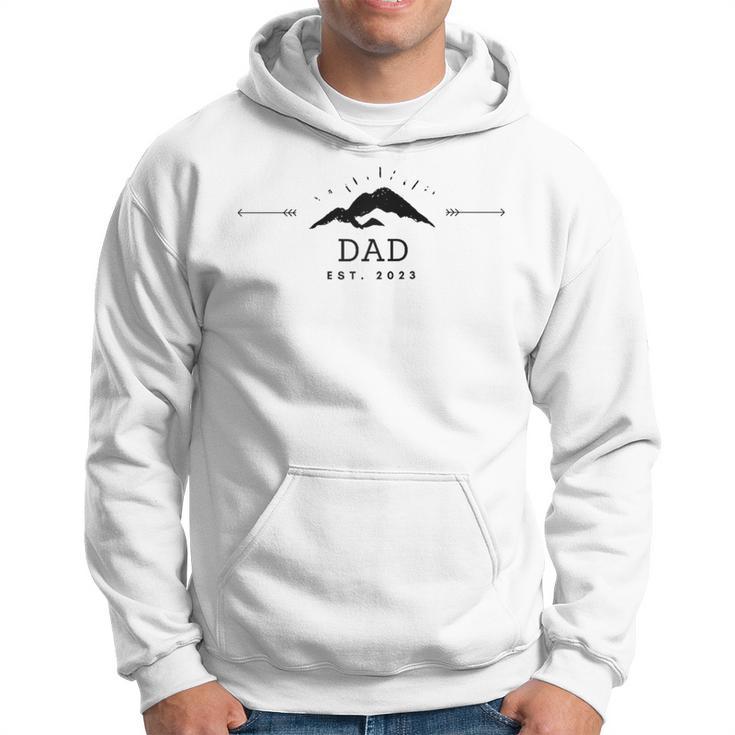 Herren Dad Est 2023 Fels Berg Männer Mann Papa Cool Schwarz Raglan Kapuzenpullover