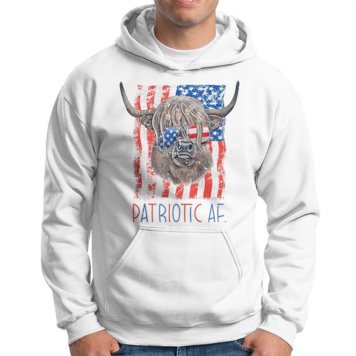 Highland Cow 4Th Of July Patriotic Af Usa Flag Farming Hoodie