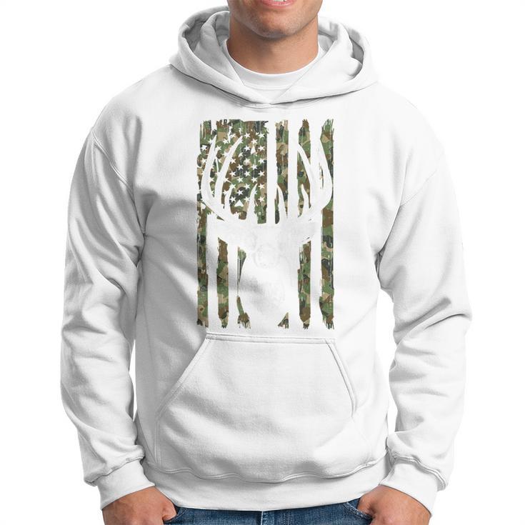 Hunting- Whitetail Deer American Flag Hunter Dad Hoodie