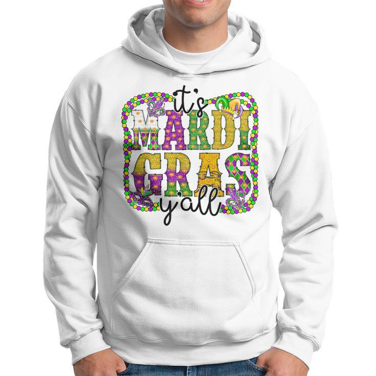 It's Mardi Gras Y'all Parade Festival Beads Mask Feathers Hoodie