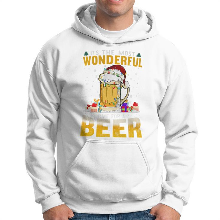 Its The Most Wonderful Time For A Beer Christmas Santa Light Hoodie