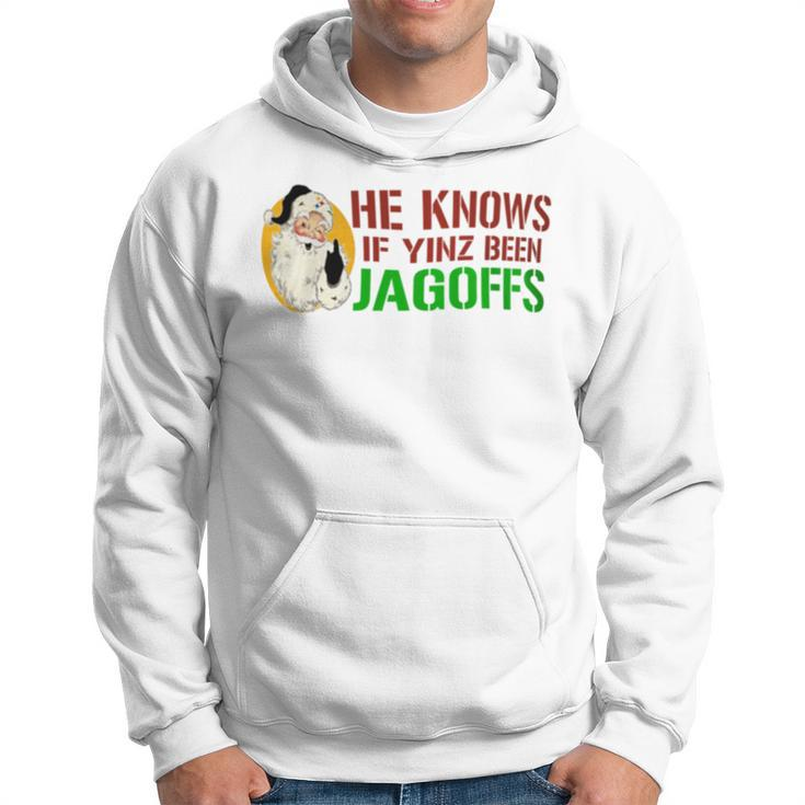 He Knows If Yinz Been Jagoffs Pittsburghese Santa Christmas Hoodie