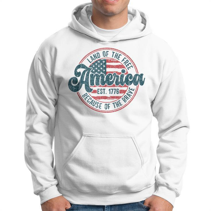 Land Of The Free Because Of The Brave Vintage 4Th Of July Hoodie