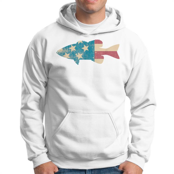 Largemouth Bass Fishing American Flag Fishing Hoodie