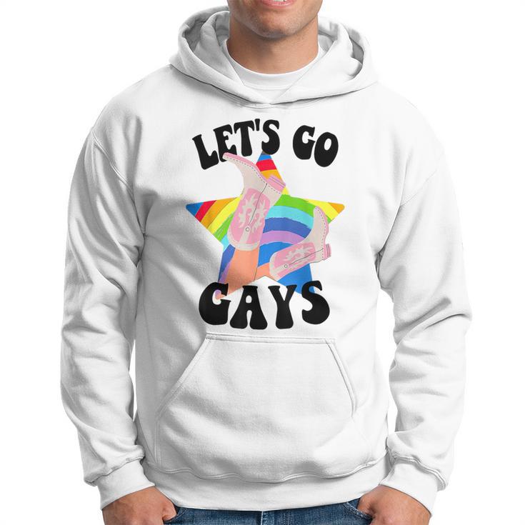 Let's Go Gays Lgbt Pride Cowboy Hat Retro Gay Rights Ally Hoodie