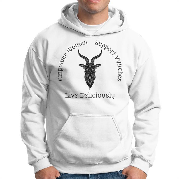 Live Deliciously Pagan Occult Witch Dark Text Hoodie