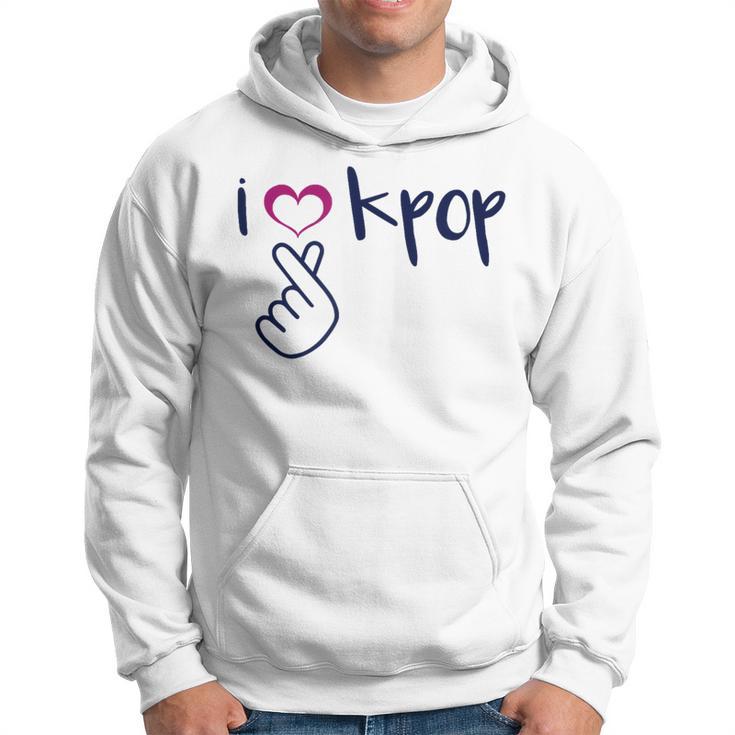 I Love K-Pop Finger Heart Hand Symbol Korean Music Fan Quote Hoodie