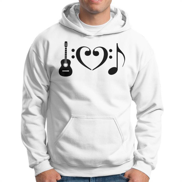 I Love Music Using Acoustic Guitar Bass Clefs Note Hoodie