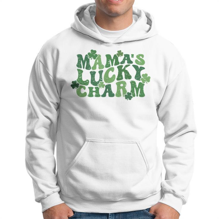 Mama's Lucky Charm Happy St Patrick's Day Groovy Hoodie