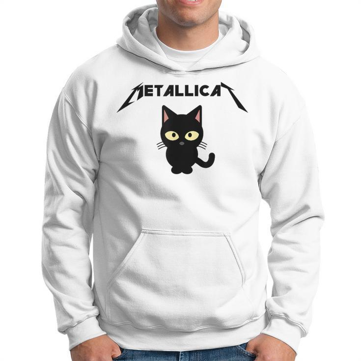 Metallicat Black Cat Lover Rock Heavy Metal Music Joke Hoodie