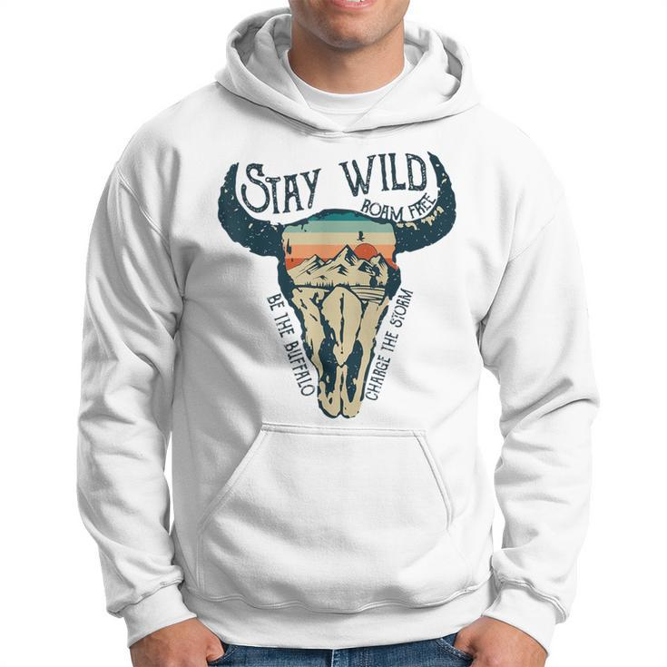 Midwest Stay Wild Roam Free Skull Cow Hoodie