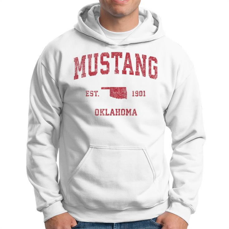Mustang Oklahoma Ok Vintage Sports Red PrintS Hoodie