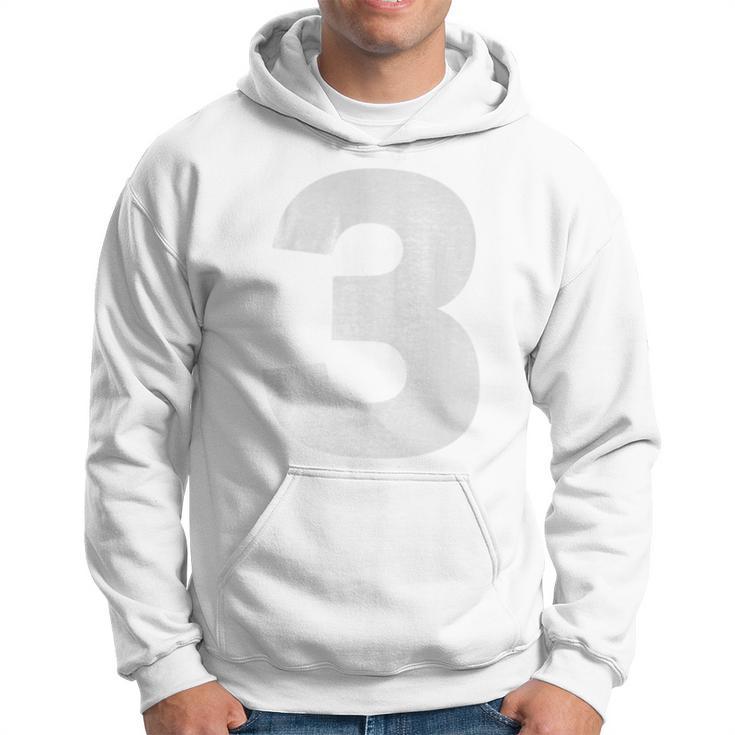 Number 3 Big Bold White Three Numeral Group Hoodie