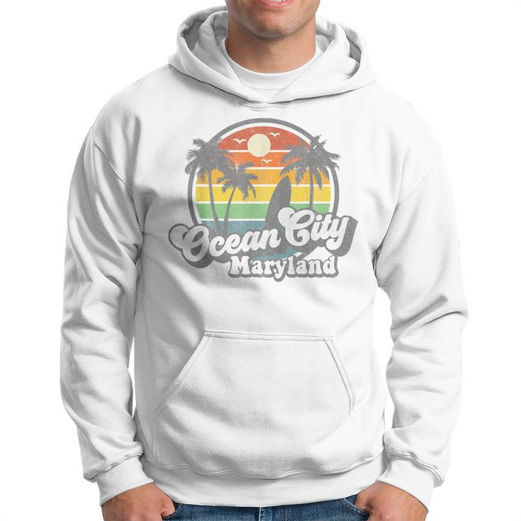 Ocean City Maryland Beach Vacation Retro Surfing Summer Hoodie