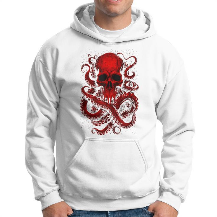 Octopus Skull Monster Red Krakens Cthulhus Cool For Boys Hoodie