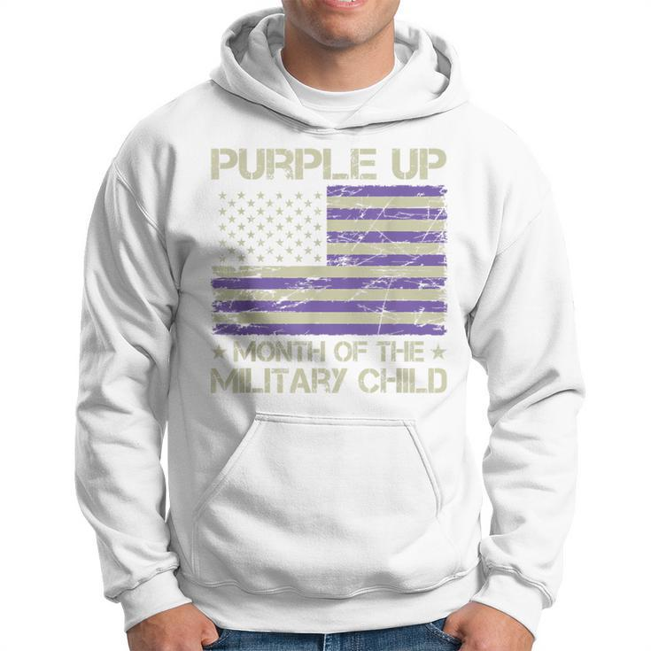 Purple Up Month Of The Military Child Us Flag Hoodie