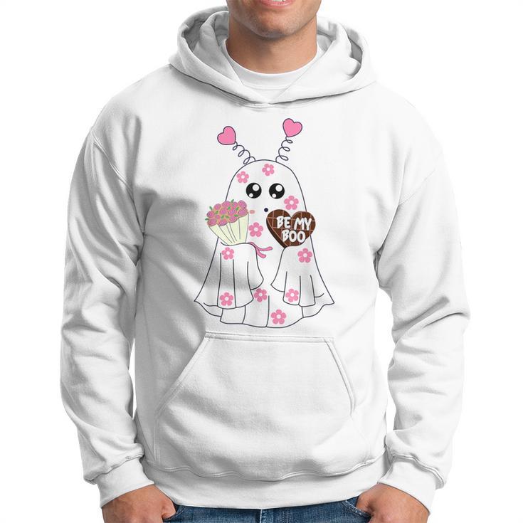 Retro Be My Boo Cute Ghost With Balloon Valentines Day Hoodie