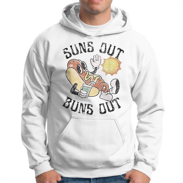 Retro Suns Out Buns Out Cute Hot Dog Bbq Fourth Of July Hoodie