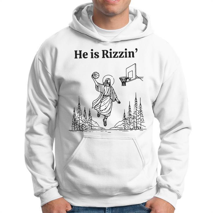He Is Rizzin Jesus Basketball Meme Hoodie