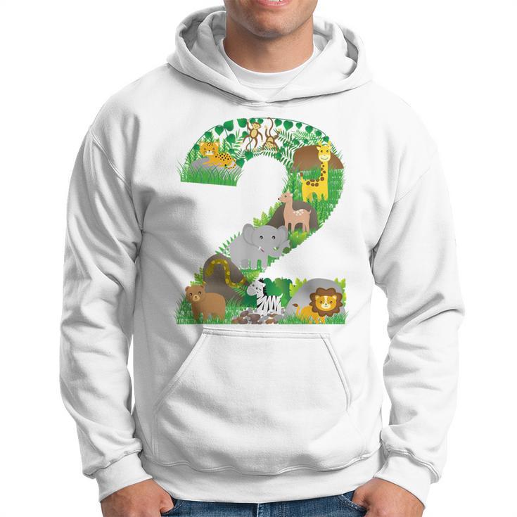 Safari Jungle Zoo Animals Second Birthday Number 2 Hoodie