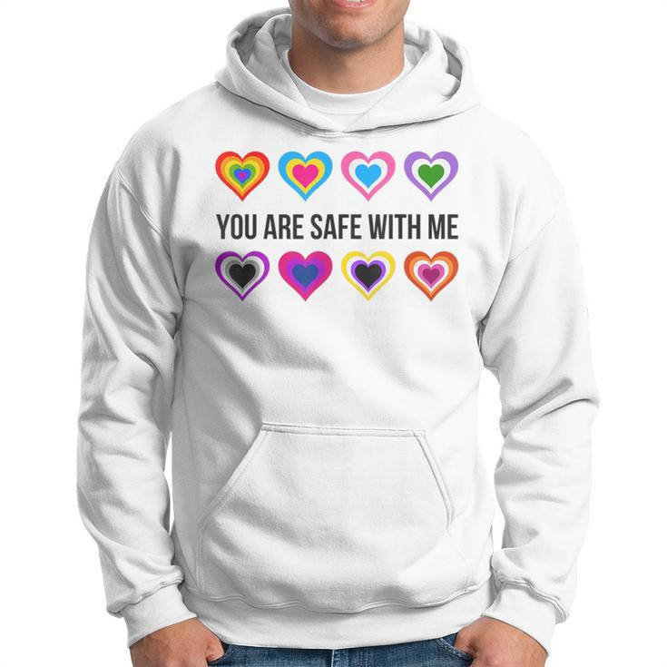 You Are Safe With Me Lesbian Trans Bi Pansexual Non Binary Hoodie