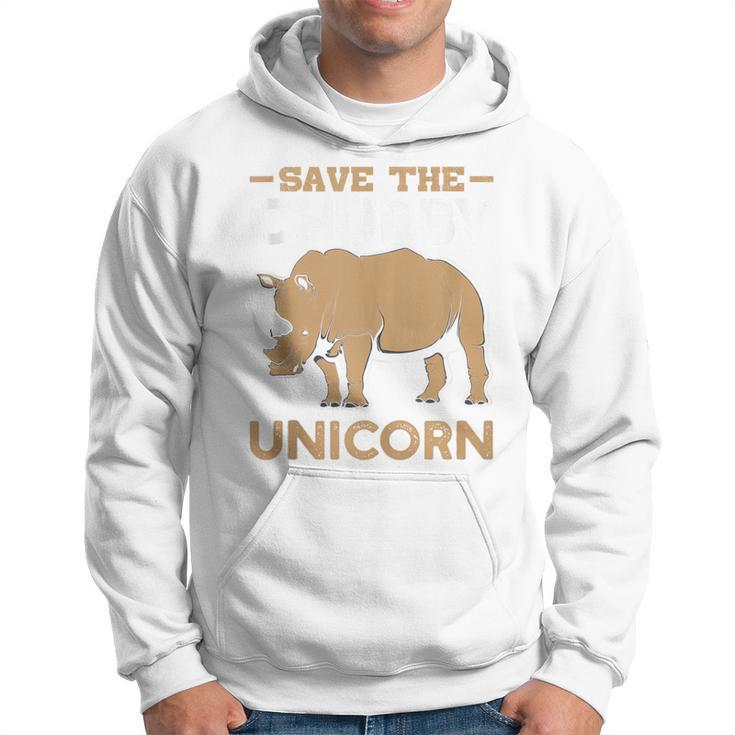 Save The Chubby Unicorns Rhino Rhinoceros Zoo Vintage Cool Hoodie