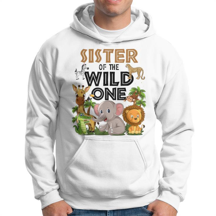 Sister Of The Wild One Birthday 1St Safari Jungle Family Hoodie