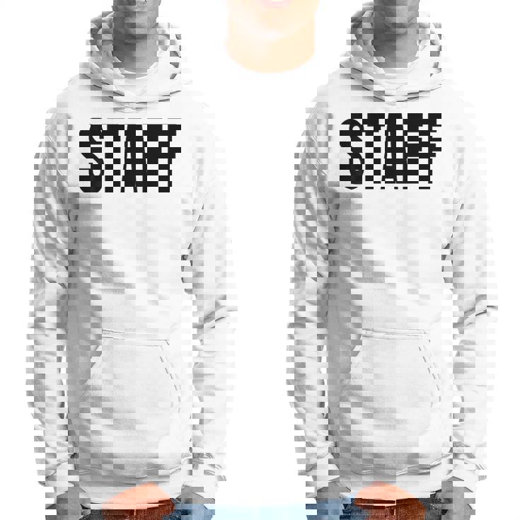 Staff Atrás Negro Texto Uniforme Para Adultos Blanco Sudadera