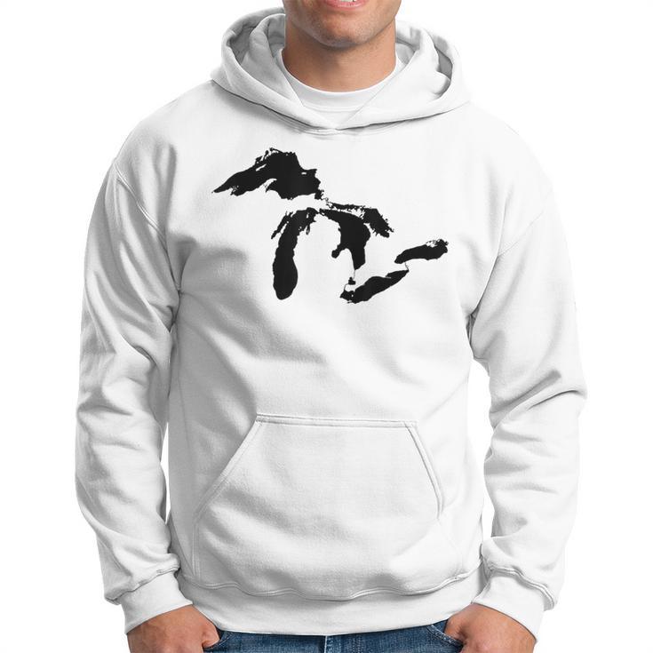 State Of Michigan Great Lakes Water Map Hoodie