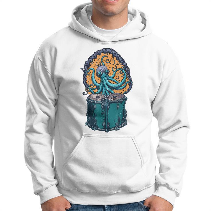 Steampunk Octopus Playing Drums Drummer Drum Kit Hoodie