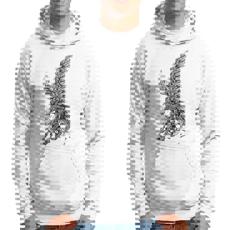 View Back Print Idle Fury The Great Fight Eagle Snake Tattoo Hoodie