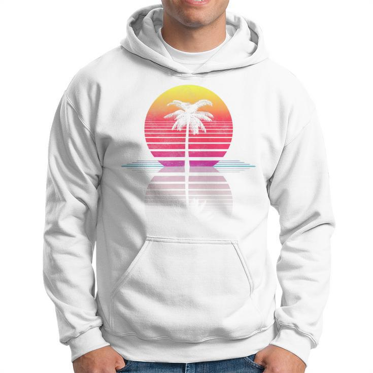Vintage 80S 90S Retro Surf Outrun Sun Synthwave Palm Tree Hoodie
