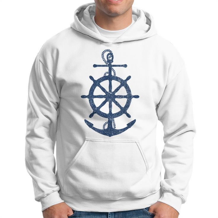Vintage Distressed Sail Boating Nautical Grungy Navy Anchor Hoodie