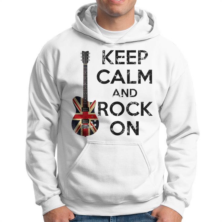 Vintage Keep Calm And Rock On British Jack Union Guitarist Hoodie