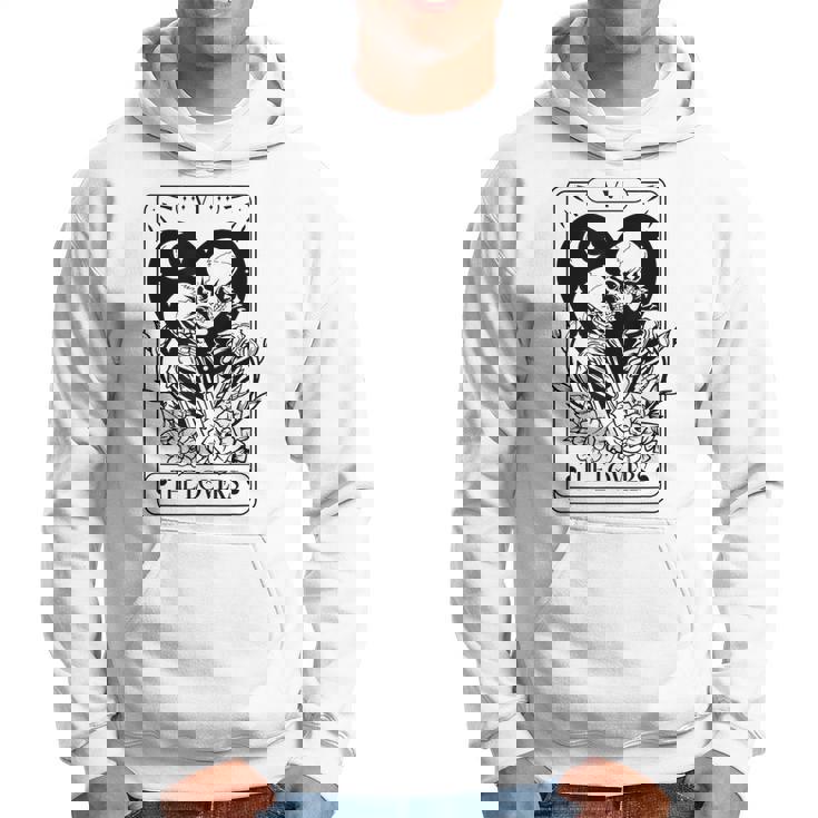 Vintage The Lovers Tarot Card Skeleton Skull Loves Tarot Hoodie