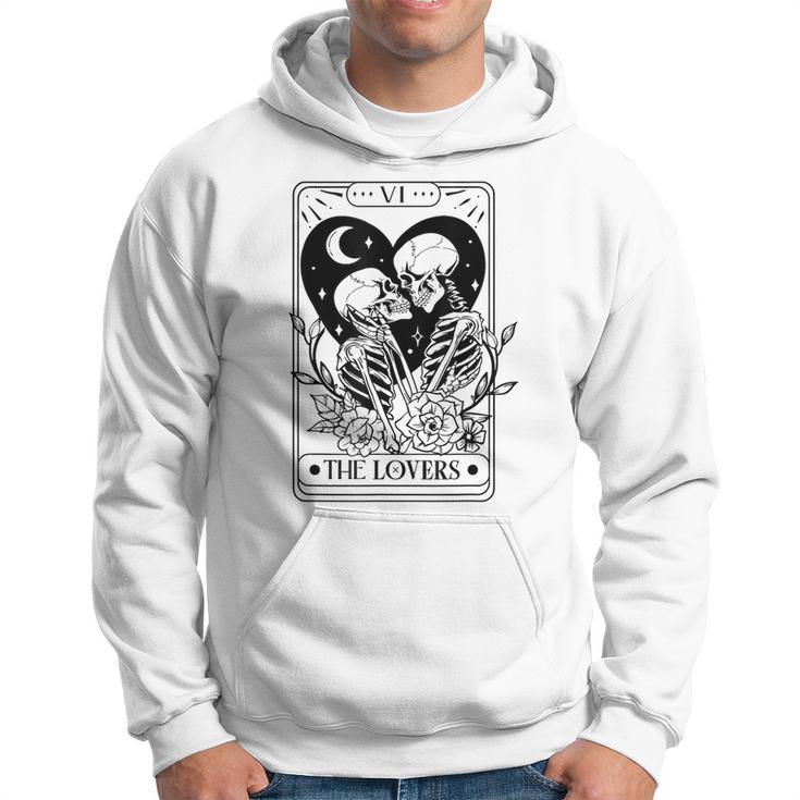 Vintage The Lovers Tarot Card Skeleton Skull Loves Tarot Hoodie