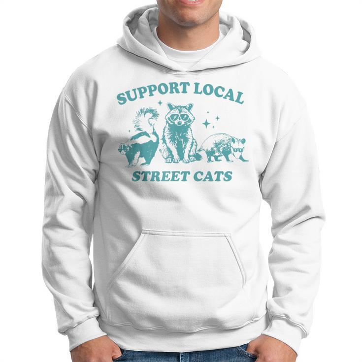 Vintage Support Local Street Cats Raccoon Opossum Skunk Hoodie