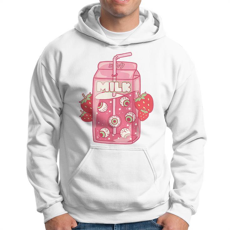 Weirdcore Aesthetic Kawaii Strawberry Milk Carton Eyeballs Hoodie Thetio