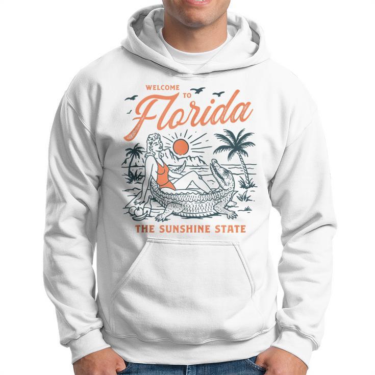 Welcome To Florida Vintage Gator Beach Sunshine State Hoodie