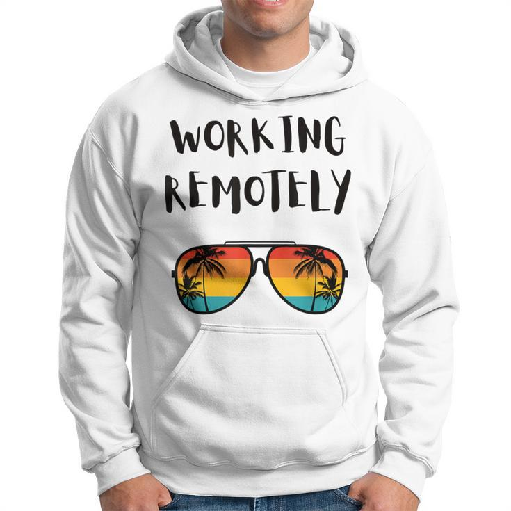 Working Remotely Home Office Remote Worker Beach Palm Tree Hoodie