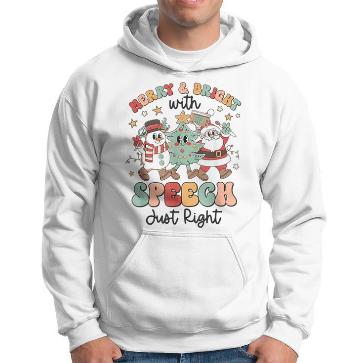 Xmas Speech Therapy Merry And Bright With Speech Just Right Hoodie