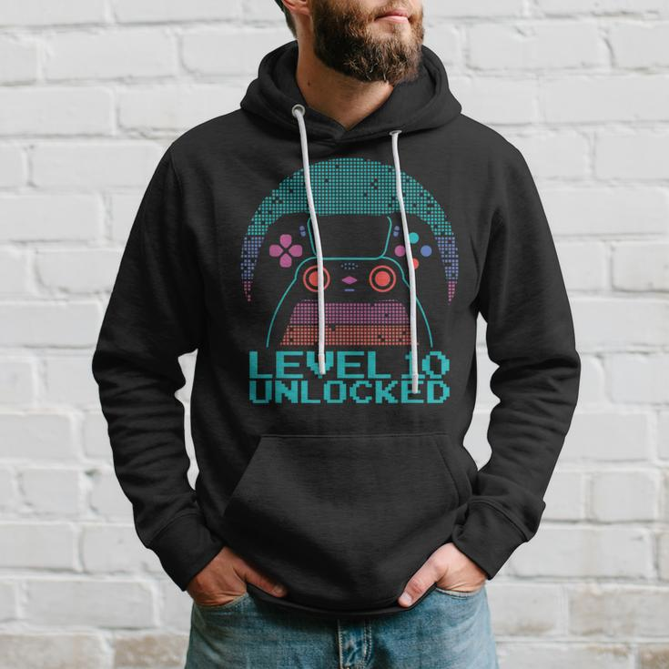10 Year Old Gamer Gaming 10Th Birthday Level 10 Unlocked Hoodie Gifts for Him